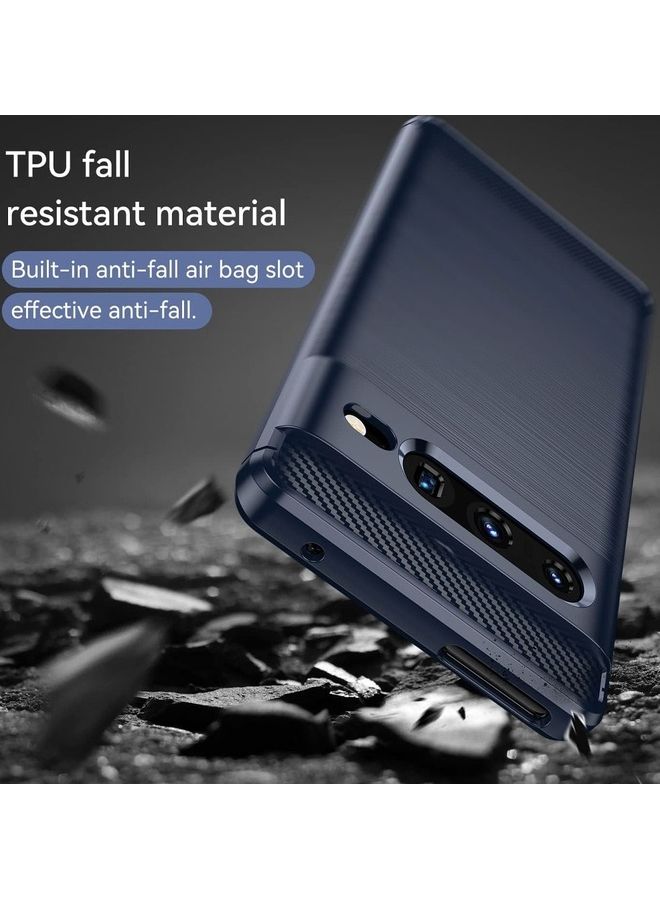 مارجون Google Pixel 7 Pro Case Slim Soft TPU Brushed Carbon Fiber Anti-Fingerprint Shockproof Cover Dark Blue Dark Blue - Image 5