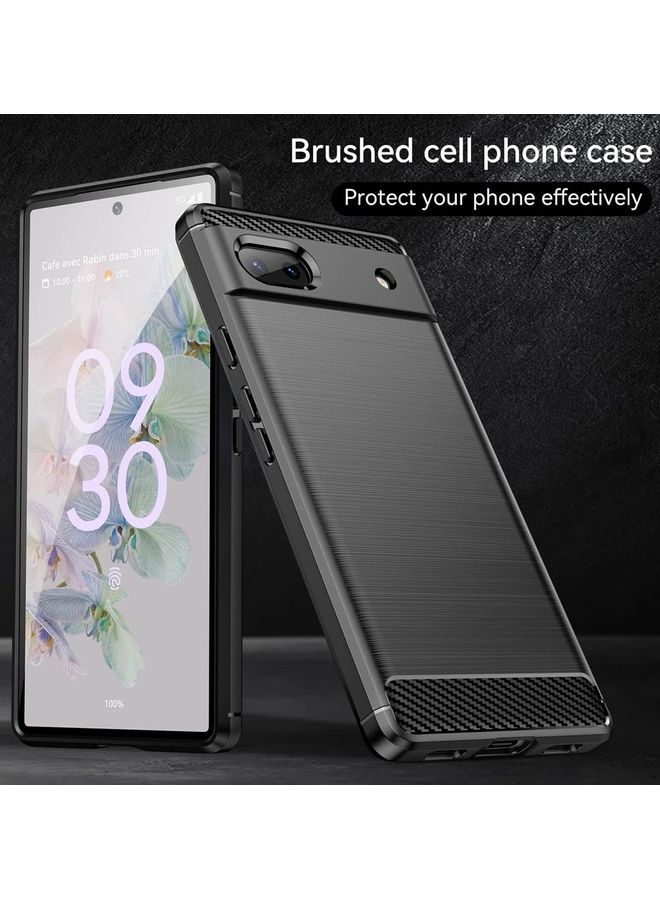 MARGOUN Google Pixel 6a Case Slim Soft TPU Brushed Carbon Fiber Anti-Fingerprint Shockproof Cover Black Black - Image 4