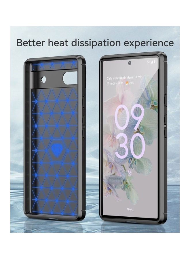 MARGOUN Google Pixel 6a Case Slim Soft TPU Brushed Carbon Fiber Anti-Fingerprint Shockproof Cover Black Black - Image 5