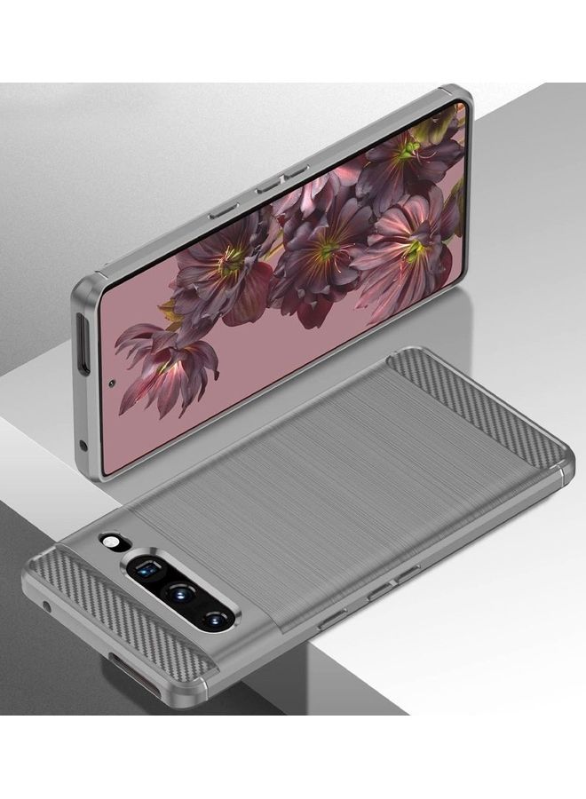 MARGOUN Google Pixel 7 Pro Case Slim Soft TPU Brushed Carbon Fiber Anti-Fingerprint Shockproof Cover Grey - Image 2