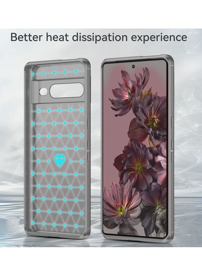 MARGOUN Google Pixel 7 Pro Case Slim Soft TPU Brushed Carbon Fiber Anti-Fingerprint Shockproof Cover Grey - Image 3