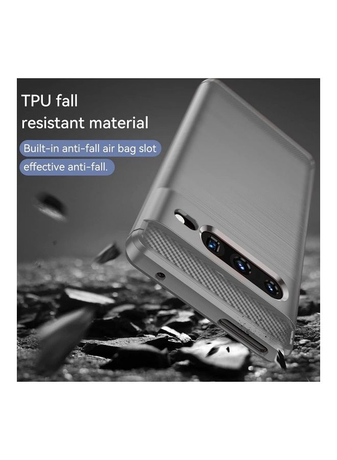 MARGOUN Google Pixel 7 Pro Case Slim Soft TPU Brushed Carbon Fiber Anti-Fingerprint Shockproof Cover Grey - Image 5
