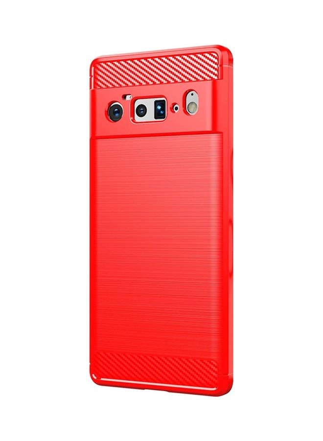 مارجون حافظة جوجل بيكسل 6 برو رفيعة ناعمة TPU ألياف كربونية مصقولة مضادة للبصمات مقاومة للصدمات حمراء - Image 4