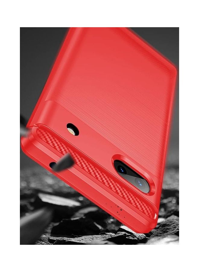 مارجون حافظة جوجل بيكسل 6a رقيقة ناعمة TPU ألياف الكربون المصقولة مضادة للبصمات مقاومة للصدمات حمراء - Image 4