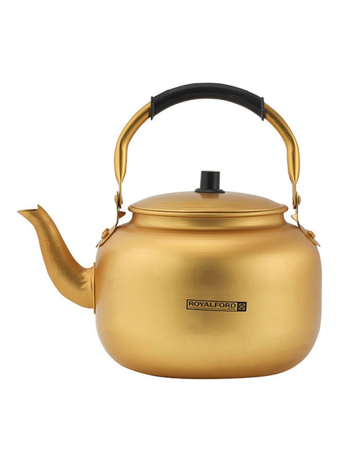 Royalford - Golden-Finish Aluminum Tea Kettle Rust and Corrosion Resistant Body with Comfortable and Anti-Scale Handle Gold/Black 6Liters - Image 1