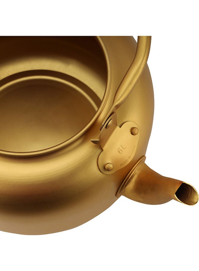 Royalford - Golden-Finish Aluminum Tea Kettle Rust and Corrosion Resistant Body with Comfortable and Anti-Scale Handle Gold/Black 6Liters - Image 1
