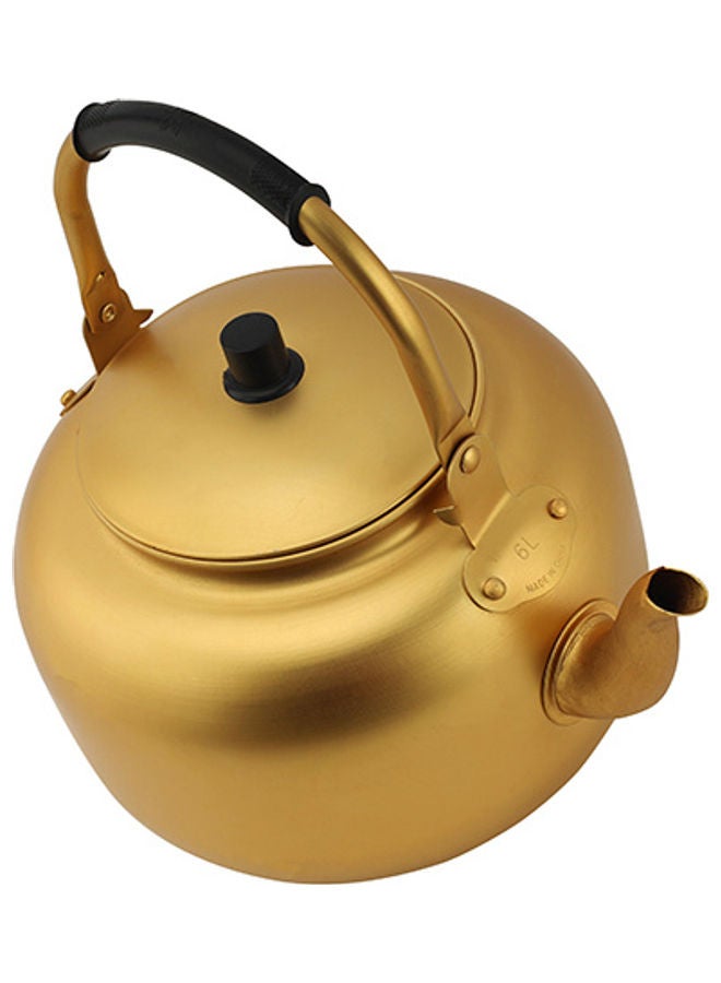 Royalford - Golden-Finish Aluminum Tea Kettle Rust and Corrosion Resistant Body with Comfortable and Anti-Scale Handle Gold/Black 6Liters - Image 1