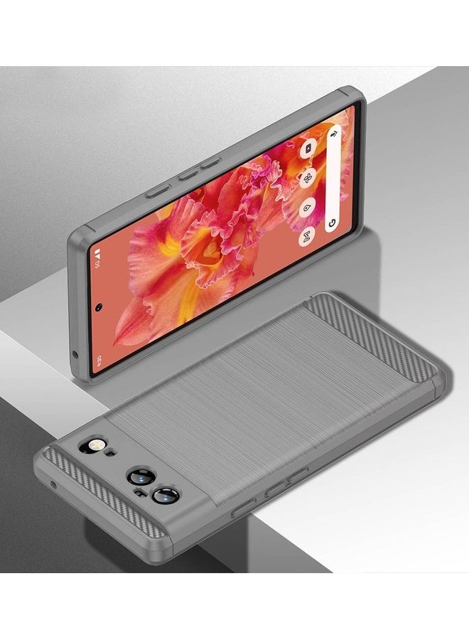 MARGOUN Google Pixel 6 Case Slim Soft TPU Brushed Carbon Fiber Anti-Fingerprint Shockproof Cover Grey Grey  - Image 2
