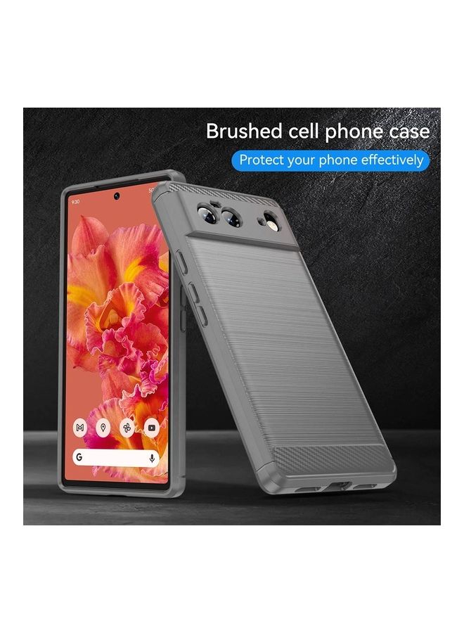 MARGOUN Google Pixel 6 Case Slim Soft TPU Brushed Carbon Fiber Anti-Fingerprint Shockproof Cover Grey Grey  - Image 3