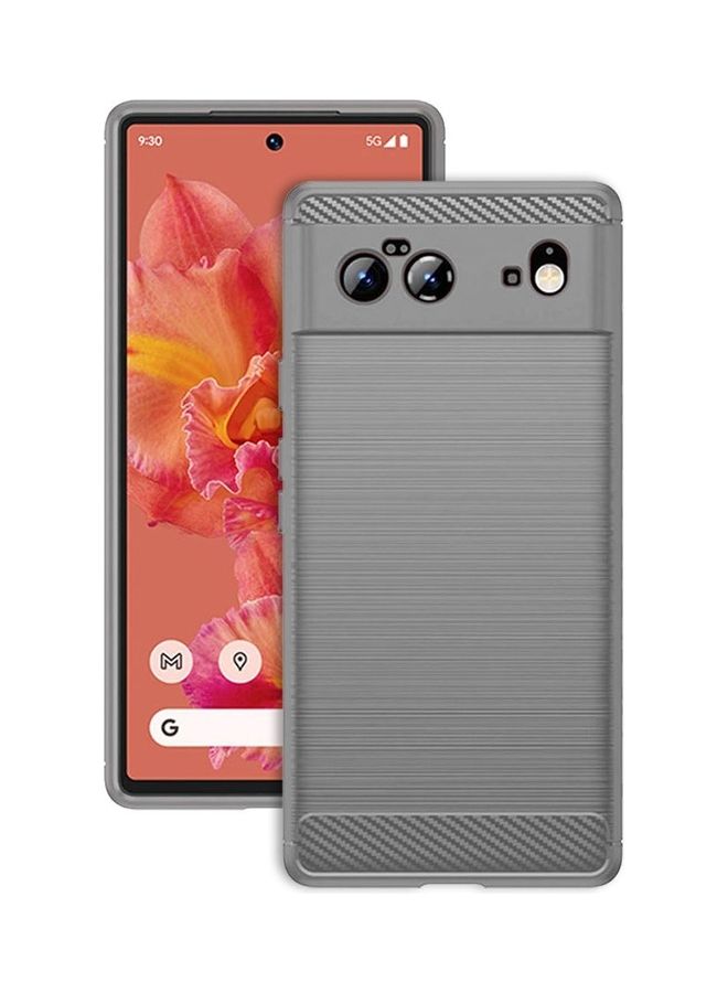 MARGOUN Google Pixel 6 Case Slim Soft TPU Brushed Carbon Fiber Anti-Fingerprint Shockproof Cover Grey Grey  - Image 4