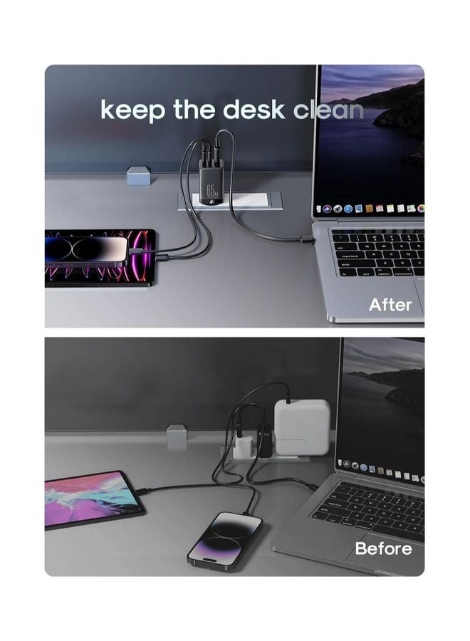 JOYROOM - Gan Ultra 65W 2C1A Fast Charger 100W C To C Cable 1.2m Wall Compatible With MacBook Pro/Air, Dell XPS, iPhone 14, iPad Pro, Galaxy S23, Pixel 7, Steam Deck Black - Image 1
