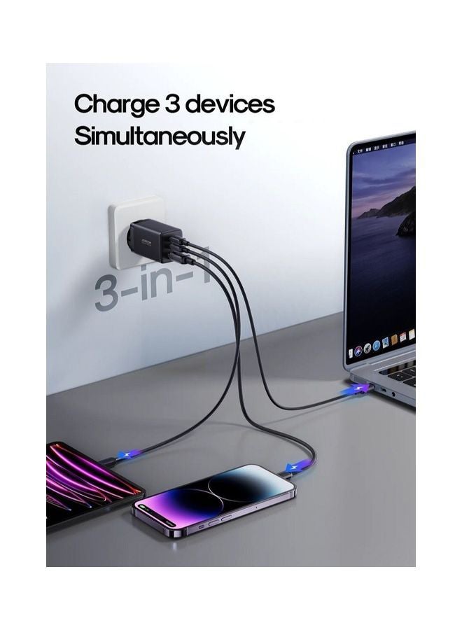 JOYROOM - Gan Ultra 65W 2C1A Fast Charger 100W C To C Cable 1.2m Wall Compatible With MacBook Pro/Air, Dell XPS, iPhone 14, iPad Pro, Galaxy S23, Pixel 7, Steam Deck Black - Image 1
