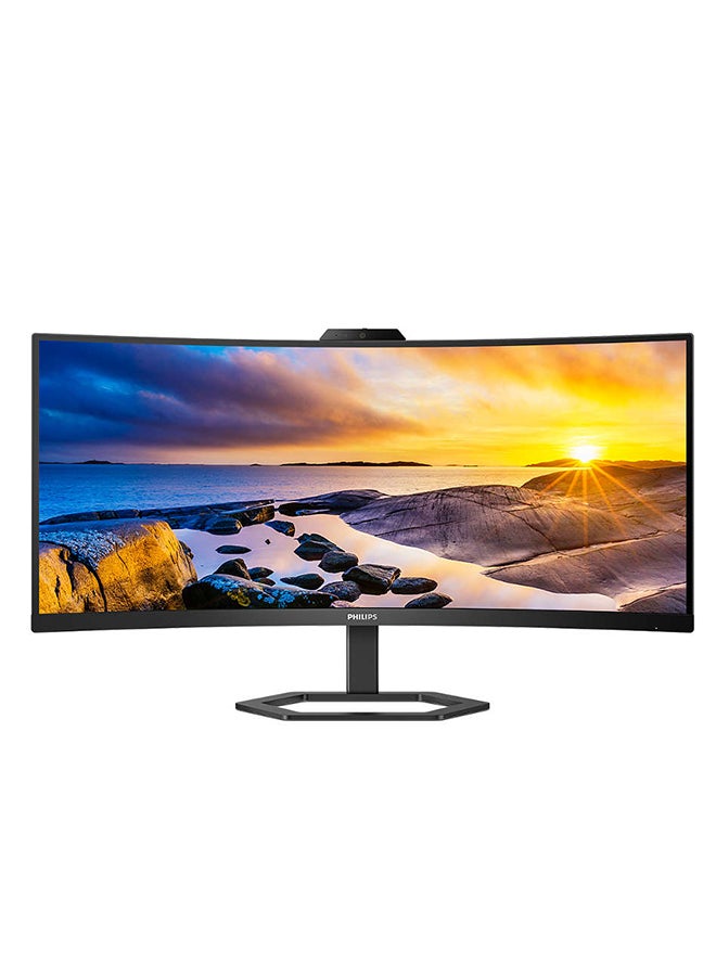 Philips - 34 Inch 34E1C5600HE VA Panel UWQHD Curved Frameless Monitor With 5MP Windows Hello Webcam 5W Speakers HDMI Display Port USB C USB Hub Noise Cancellation Microphone Black - Image 1