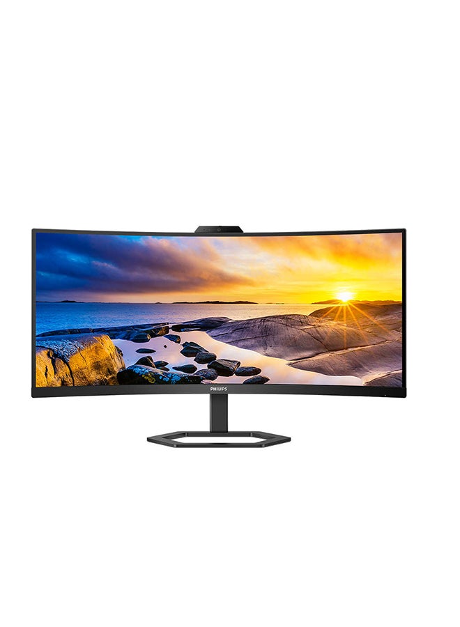 Philips - 34 Inch 34E1C5600HE VA Panel UWQHD Curved Frameless Monitor With 5MP Windows Hello Webcam 5W Speakers HDMI Display Port USB C USB Hub Noise Cancellation Microphone Black - Image 1