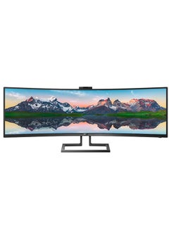 Philips Brilliance 49 Inch 499P9H1 32 9 Super Wide Curved Monitor Dual QHD 5120x1440 USB C Connectivity And Built In KVM Switch Display Port Dual HDMI 2MP Windows Height Adjustable Black  - Image 1