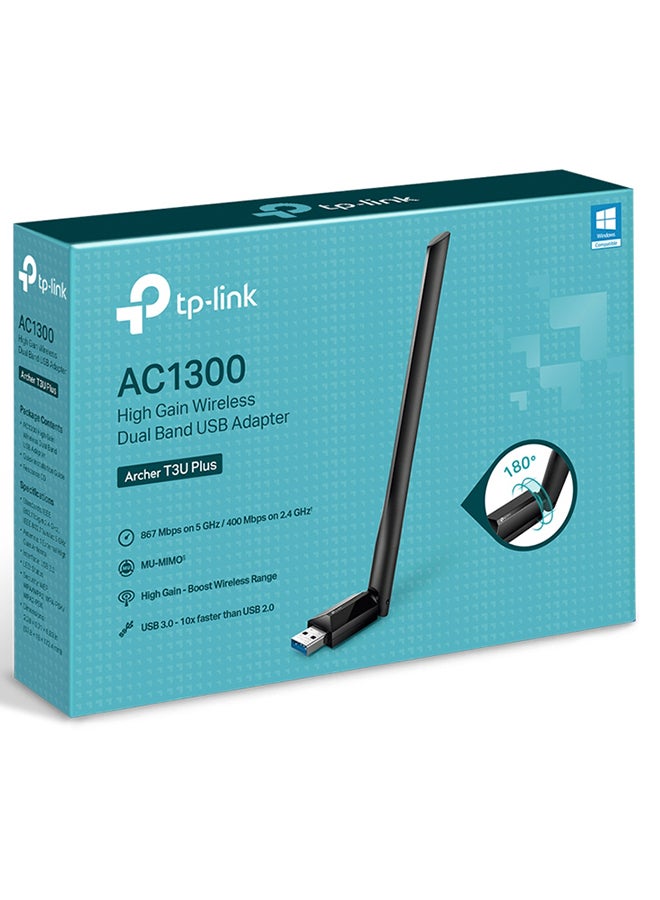 TP-LINK - AC1300 High Gain Wireless Dual Band USB Adapter Black - Image 1