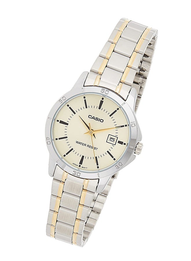 Women's Stainless Steel Quartz Analog Watch LTP-V004SG-9AUDF - 30 mm - Gold/Silver