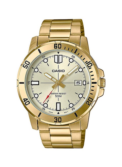 Men's Enticer Series Water Resistant Stainless Steel Analog Watch MTP-VD01G-9EVUDF - 45 mm - Gold