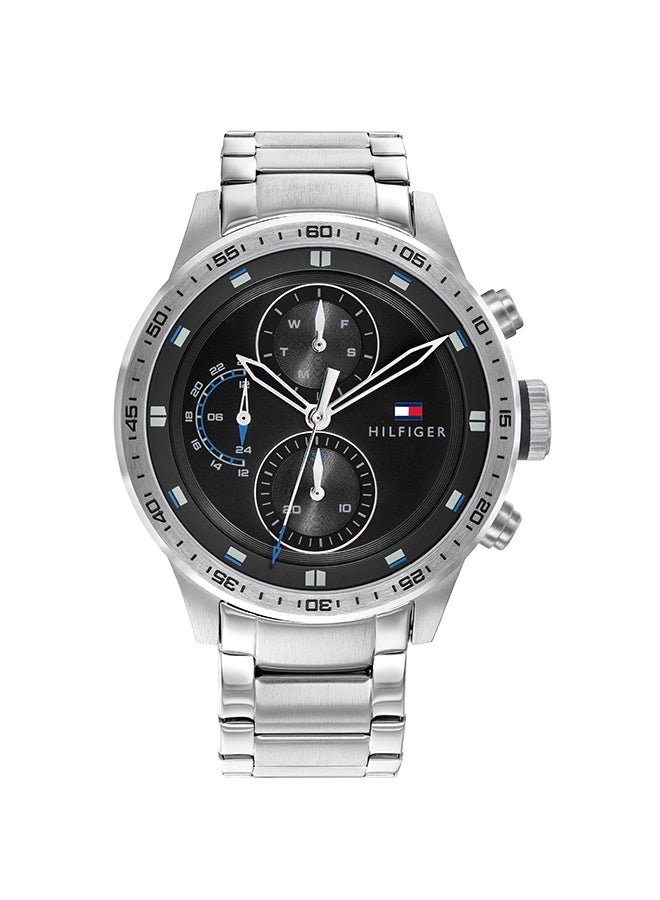 TOMMY HILFIGER - Men's TRENT Round Shape Stainless Steel Analog Wrist Watch 46 mm - SILVER - 1791805 - Image 1