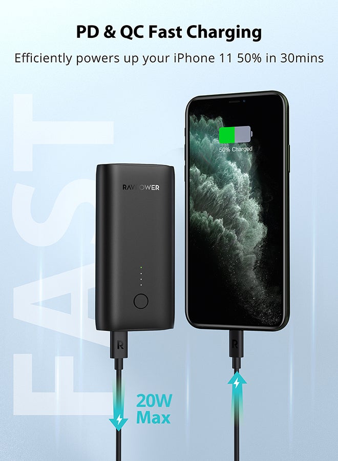 RAVPOWER 10000.0 mAh RP-PB205 10000mAh PD20W+QC 2-Port Portable Charger Slim Version Black  - Image 3