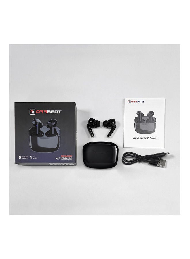 OFFBEAT Wavebuds S8 Smart Headphones, Bluetooth Wireless Earbuds with Active Noise Reduction, High Fidelity Audio, IPX5 Waterproof Protection, Built in Voice Assistant and Smart Touch Controls Black  - Image 5