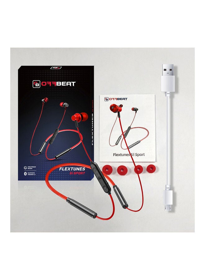 OFFBEAT Flextunes S1 Sport Wireless Headphones, Sweatproof Neckband Bluetooth Earbuds with Playback Controls, Long 20H Playtime, Bluetooth 5.3, Magnetic Tips, Flexible Neckband and Comfortable Fit Red - Image 5