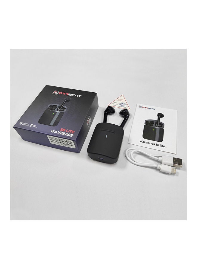 OFFBEAT - Wavebuds S8 Lite Headphones, Bluetooth Earbuds, with Fast Charging, High Fidelity Audio, Auto pairing, IPX5 Waterproof Protection and Compact Design Black - Image 1