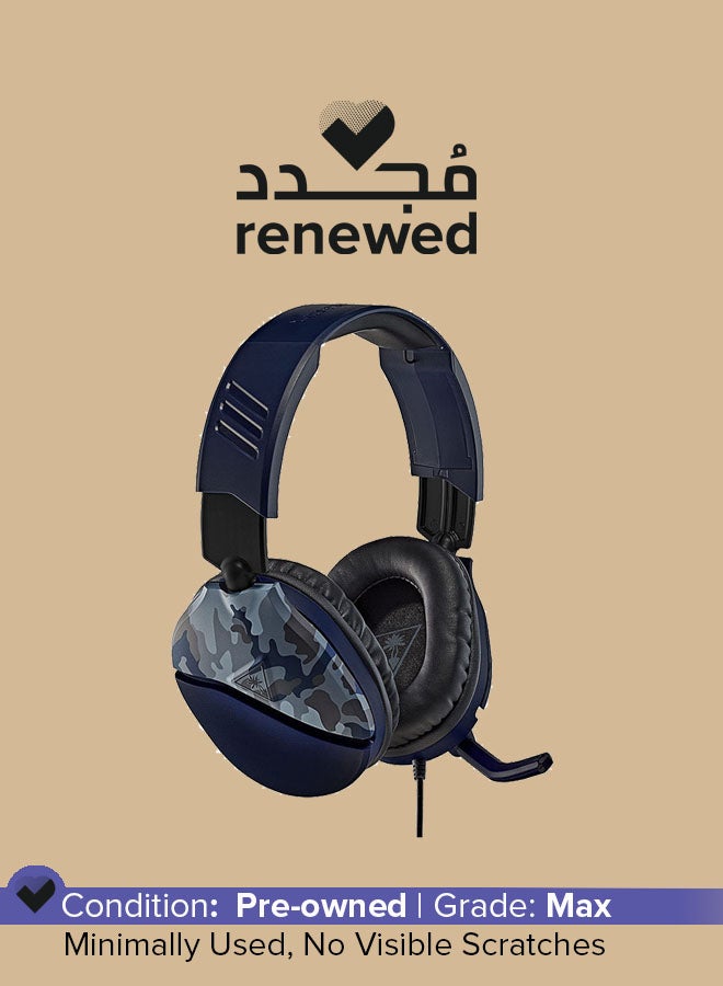ترتل بيتش تجديد - سماعة الألعاب Turtle Beach Recon 70 بتصميم تمويه أزرق - ميكروفون قابل للطي لكتم الصوت - خفيفة الوزن ومريحة - لجهاز PlayStation 5، PS4 Pro و PS4، Xbox One و Xbox Series X|S، Nintendo Switch، والهواتف المحمولة - Image 1