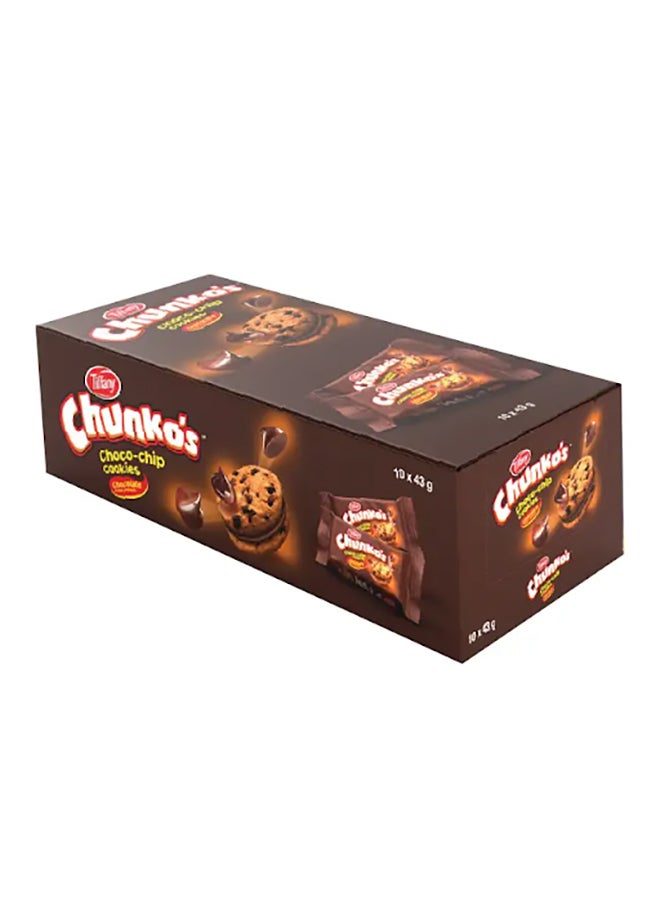 Tiffany Chunko's Choco-Chip Cookies 43grams Pack of 10 - Image 1