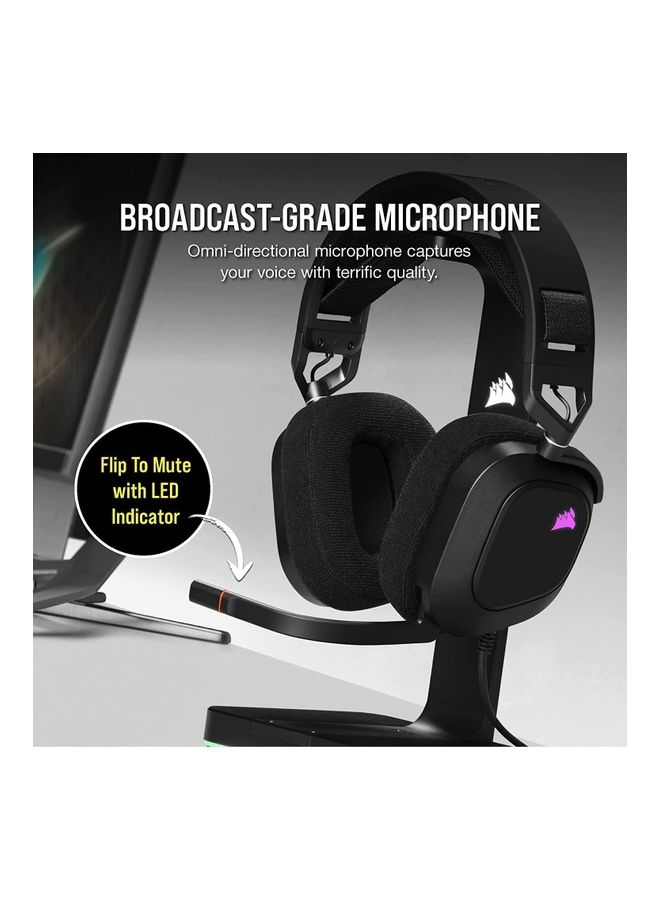 CORSAIR Corsair HS80 RGB Wired USB Premium Gaming On Ear Headphones-Black - Image 3