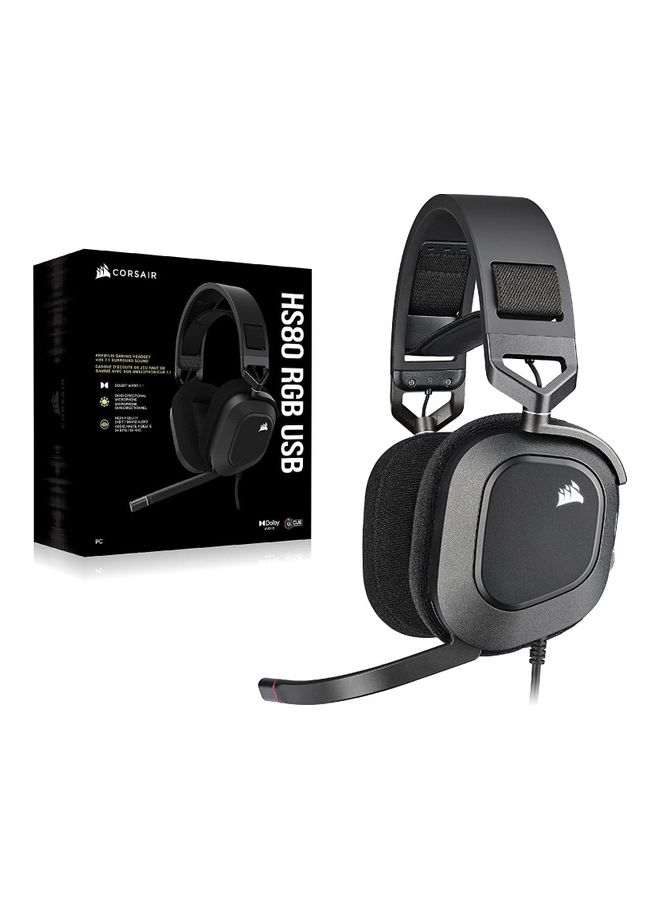 CORSAIR Corsair HS80 RGB Wired USB Premium Gaming On Ear Headphones-Black - Image 5