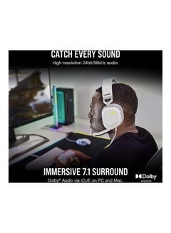 CORSAIR Corsair HS80 RGB USB Premium Gaming Headset-White  - Image 2