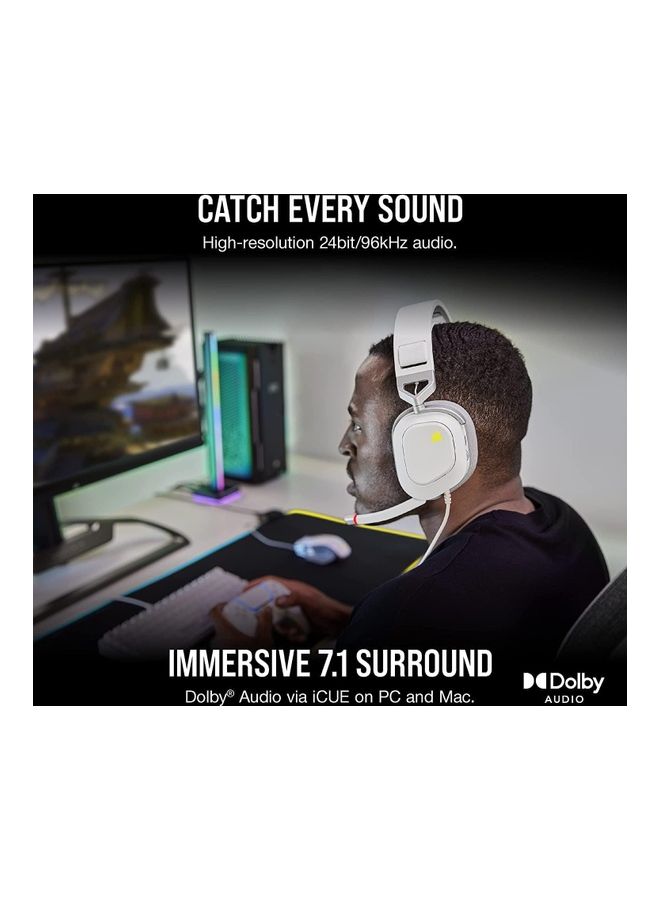 CORSAIR Corsair HS80 RGB USB Premium Gaming Headset-White - Image 2