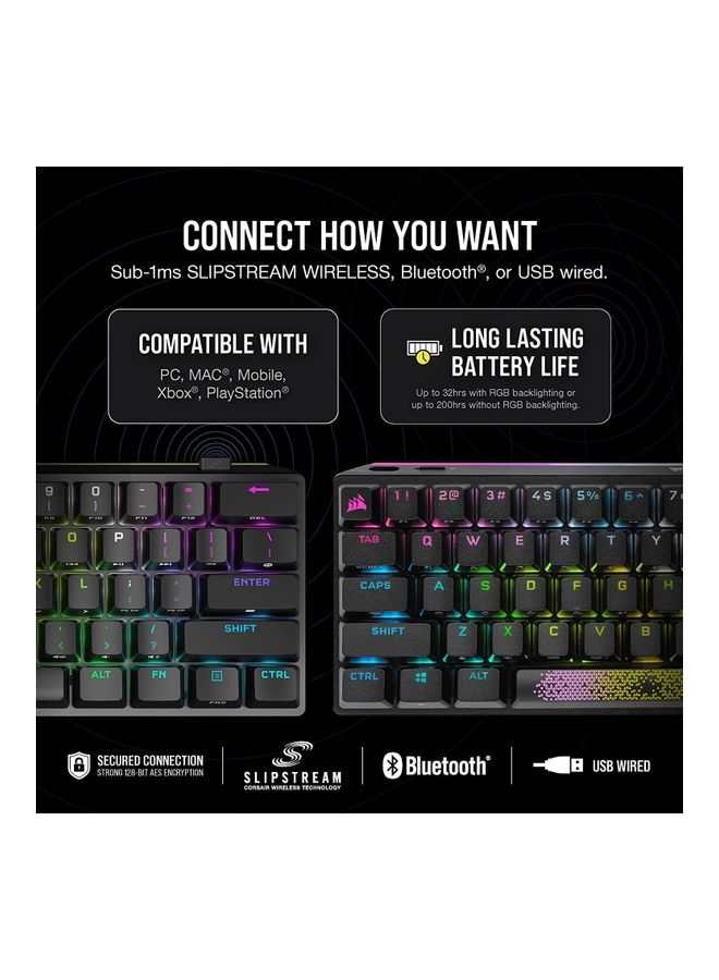 كورسير لوحة مفاتيح الألعاب الميكانيكية Corsair K70 PRO MINI WIRELESS RGB 60% - أسود - Image 4