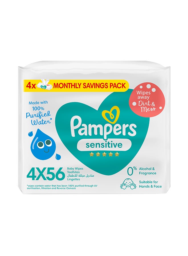 Sensitive Protect Baby Wipes for Hands and Face, 4 Packs, 224 Count - v1679307040/N11583796A_1