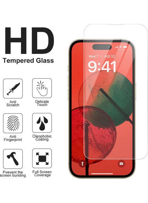 2 Pack iPhone 14 Pro Max Clear Screen Protector 6.7 Inch with Easy Installation Frame, Scratch Resistant, Anti-Fingerprint Transparent