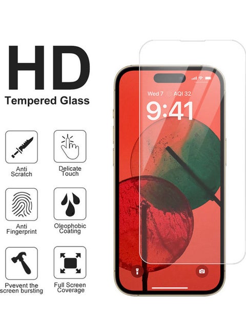 2 Pack iPhone 14 Pro Clear Screen Protector 6.1 Inch with Easy Installation Frame, Scratch Resistant, Anti-Fingerprint Transparent