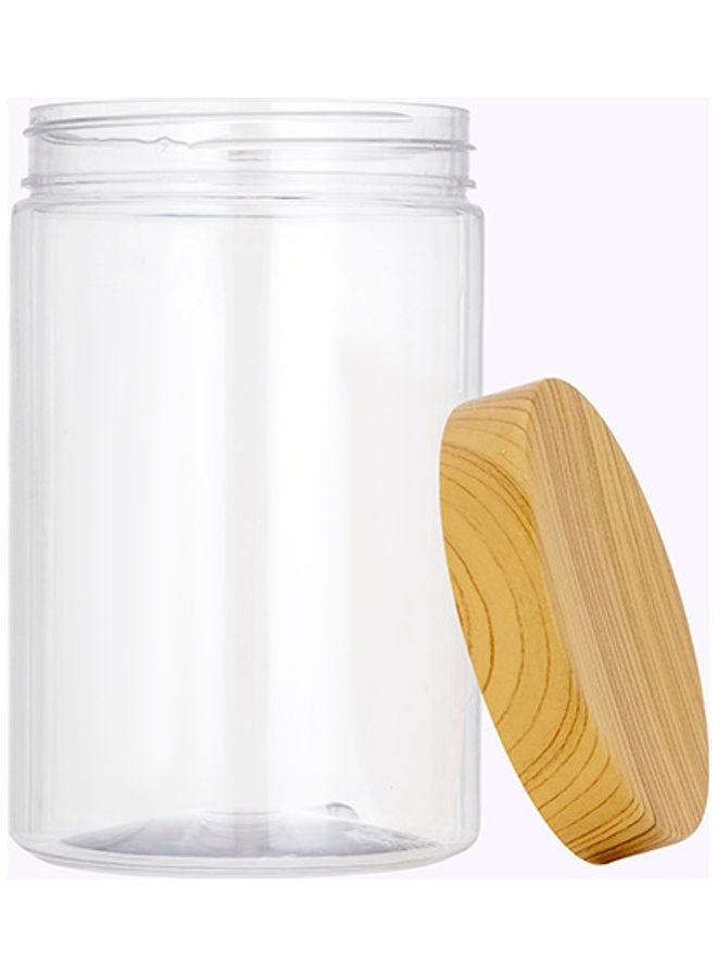 Round Air-Tight PET Jar 800ml Plastic Container RF10509 Transparent Storage Jar BPA-Free Container for Display Pantry Home & Kitchen Storage Clear/Brown 800ml