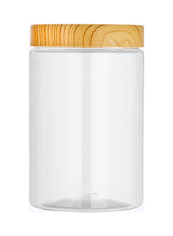 Round Air-Tight PET Jar 800ml Plastic Container RF10509 Transparent Storage Jar BPA-Free Container for Display Pantry Home & Kitchen Storage Clear/Brown 800ml