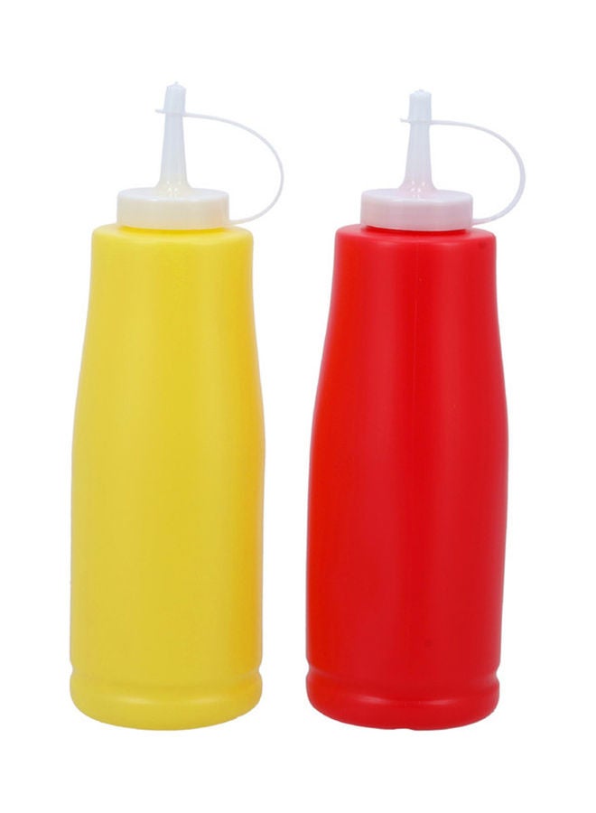 Royalford Ketchup Bottle 2Pcs 600ml Red and Yellow Bottle RF10729 Sauce Bottles with Cap Dispensers for Home Ketchup Mustard Mayo Dressings Olive Oil Hot Sauce & More Assorted Colors 600ml  - Image 1
