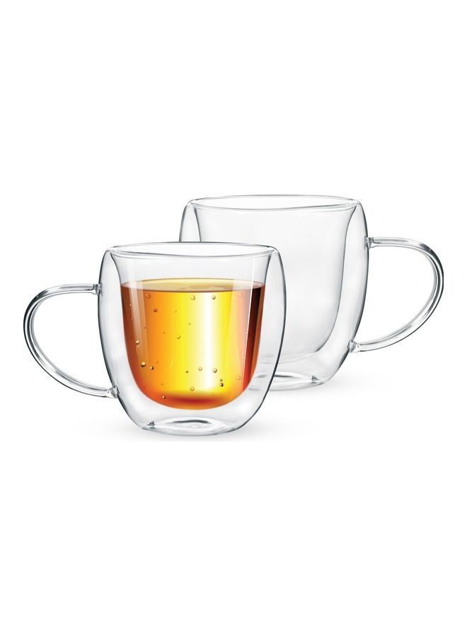 Royalford 2-Piece BRS Double Wall Mug Set Elegant Classic Design, Perfect Glasses for Water, Juice, Beer, Wine, and Cocktails and All Purpose Clear 150ml 