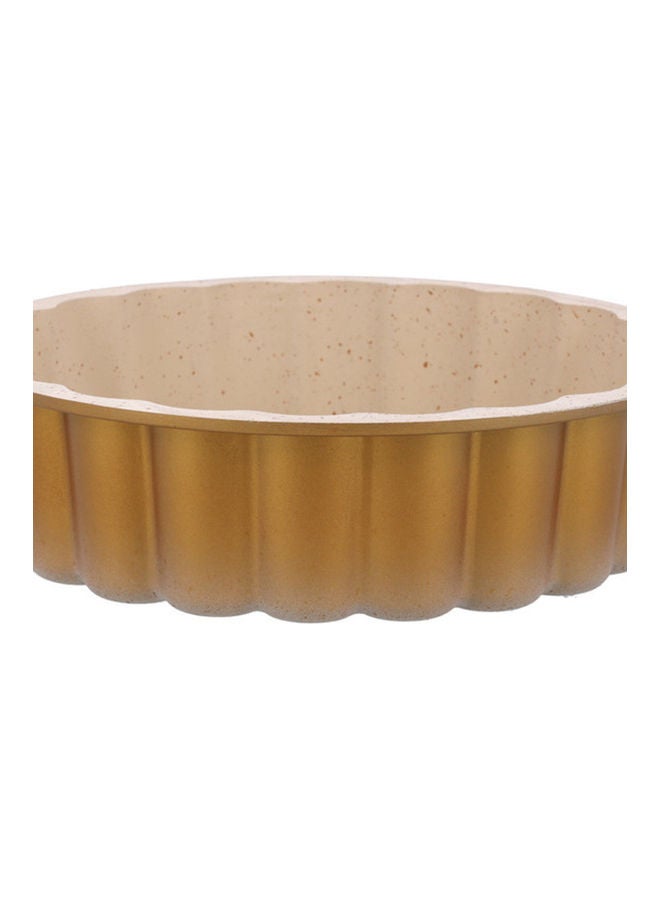 Royalford Elegant Bundt Cake Pan Aluminium Bakeware Beautiful Design Cake Tin Beige 26x7cm  - Image 1