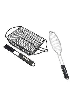 Prestige BBQ Vegetable And Shrimp Basket With Reversible Fish Grill Silver/Black 30cm  - Image 4