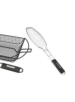 Prestige BBQ Vegetable And Shrimp Basket With Reversible Fish Grill Silver/Black 30cm  - Image 5