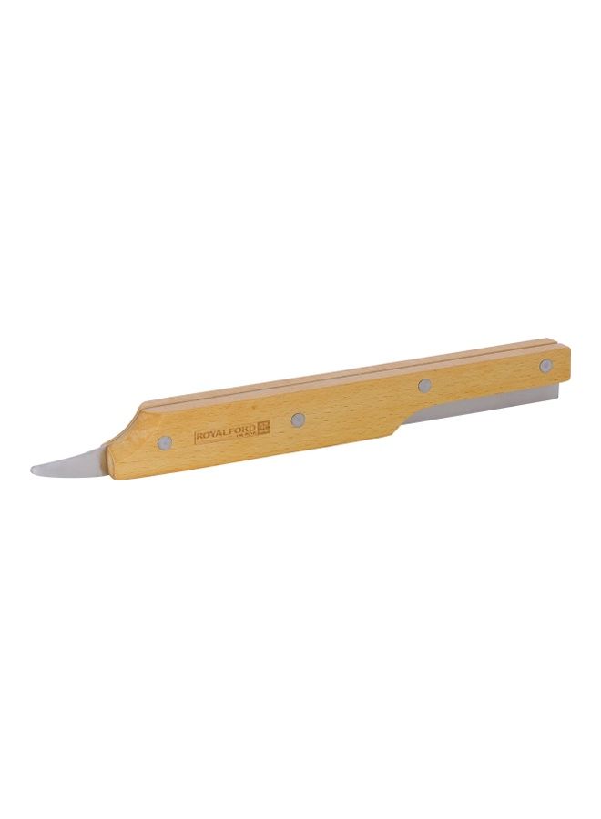 Royalford - Coconut Cutter with Wooden Handle Coconut Driller Coconut Opener Knife Coconut Water Opener Helps Remove Coconut Flesh from Shell Coconut Splitter/Peeler/Scraper Silver/Brown - Image 1
