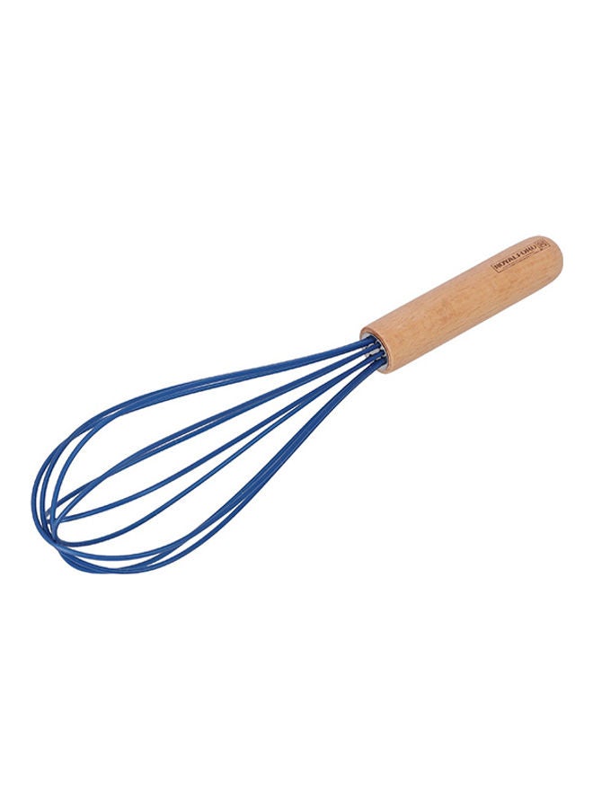Royalford - Silicone Egg Whisk Wooden Handle Egg Beater Rf10654 Blue - Image 1