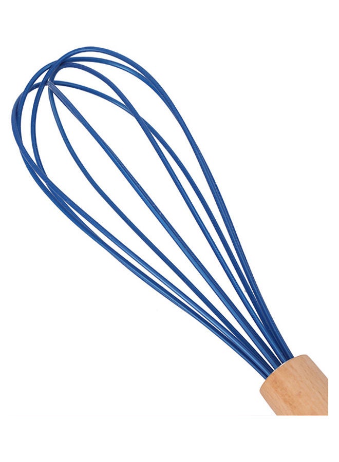 Royalford - Silicone Egg Whisk Wooden Handle Egg Beater Rf10654 Blue - Image 1