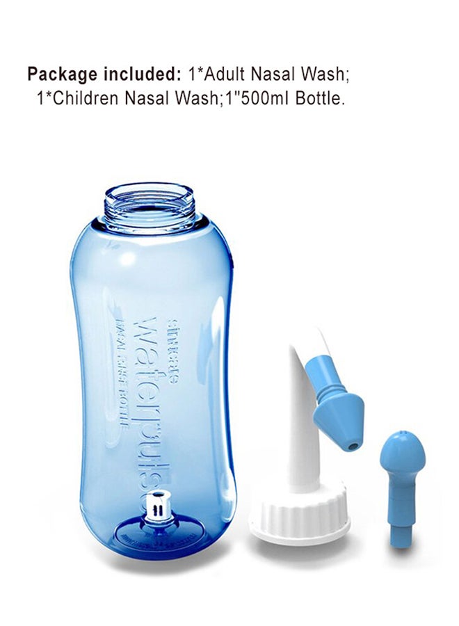 Generic - Nose Wash Neti Pot Sachets Rinse Nasal Irrigation With Water Pulse Saline Bottle Blue 500ml - Image 1
