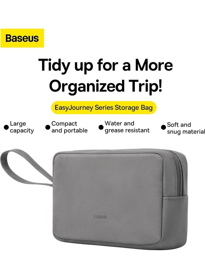 Baseus - Easy Journey Travel Organizer Storage Bag Compatible For Charger Charging Cables Flash Drive Earphone And More Grey - Image 1