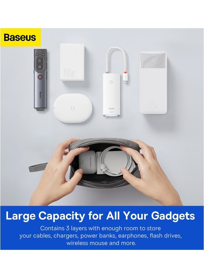 Baseus - Easy Journey Travel Organizer Storage Bag Compatible For Charger Charging Cables Flash Drive Earphone And More Grey - Image 1